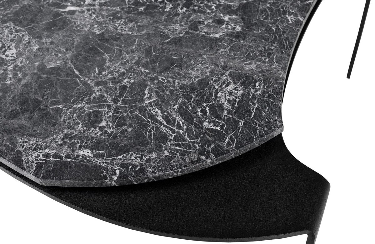 Luxus Couchtisch Schwarz / Grau 75,5 x 78 x H. 32,5 cm - Designer Wohnzimmertisch mit Marmorplatte