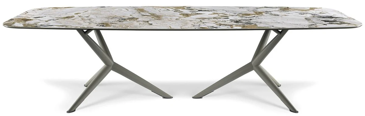 Luxus Esstisch Mehrfarbig / Grau 300 x 120 x H. 75 cm - Esszimmertisch mit hochwertiger Keramik Tischplatte - Moderne Esszimmer Möbel - Luxus Qualität - Made in Italy