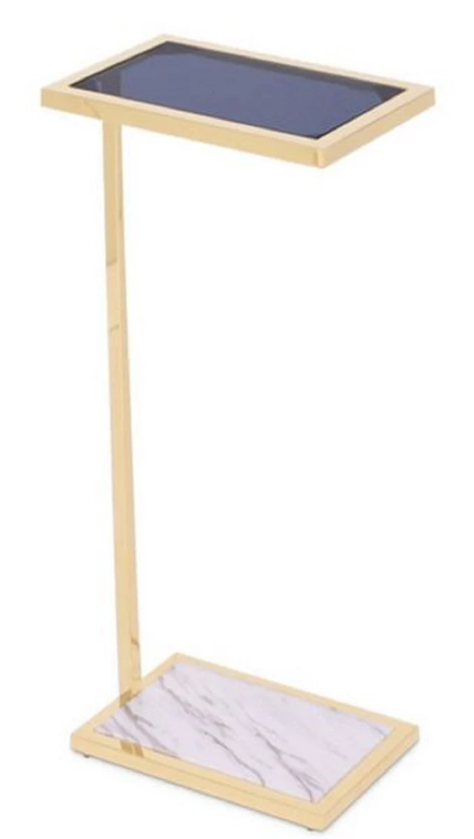 Luxus Beistelltisch Gold / Schwarz / Weiß 31 x 20 x H. 72 cm - Designermöbel