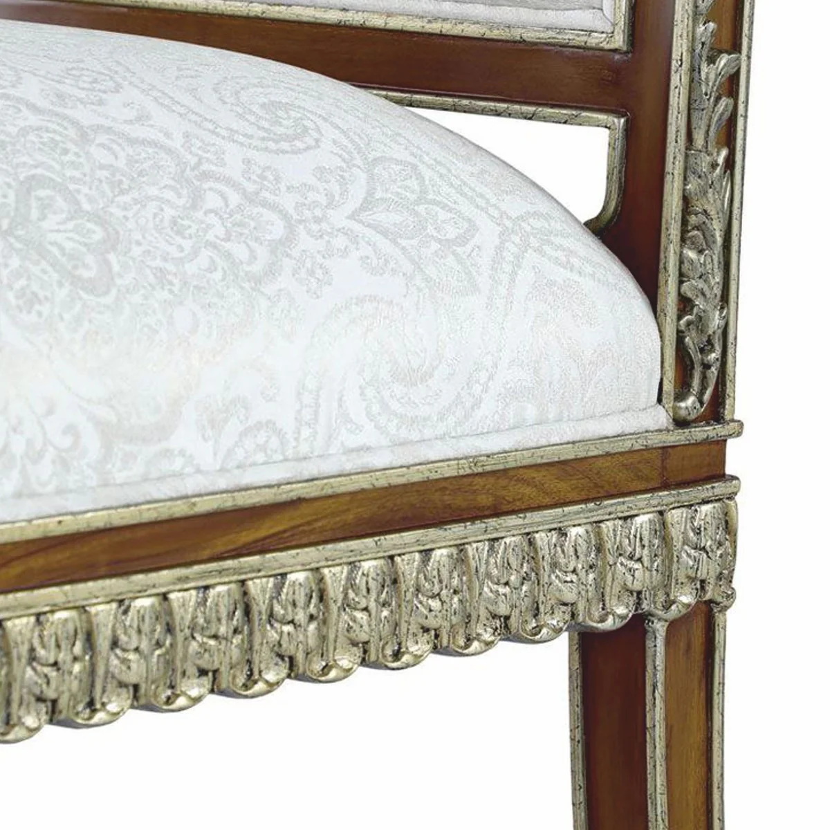 Luxus Barock Mahagoni Esszimmer Stuhl Weiß / Braun / Gold H. 102 cm - Barock Möbel