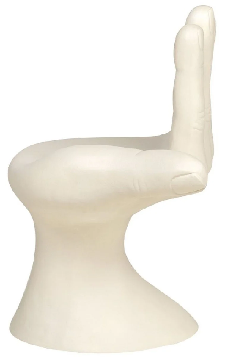 Luxus Designer Stuhl Hand Cremeweiß 60 x 50 x H. 89 cm - Fiberglas Stuhl - Luxus Möbel - Designer Möbel - Fiberglas Möbel