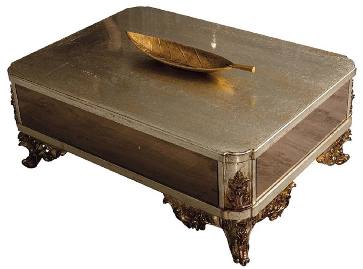 Luxus Barock Wohnzimmer Set Kupfer / Antik Silber / Gold - 2 Barock Sofas & 2 Barock Sessel & 1 Barock Couchtisch - Luxus Wohnzimmer Möbel im Barockstil - Barock Möbel