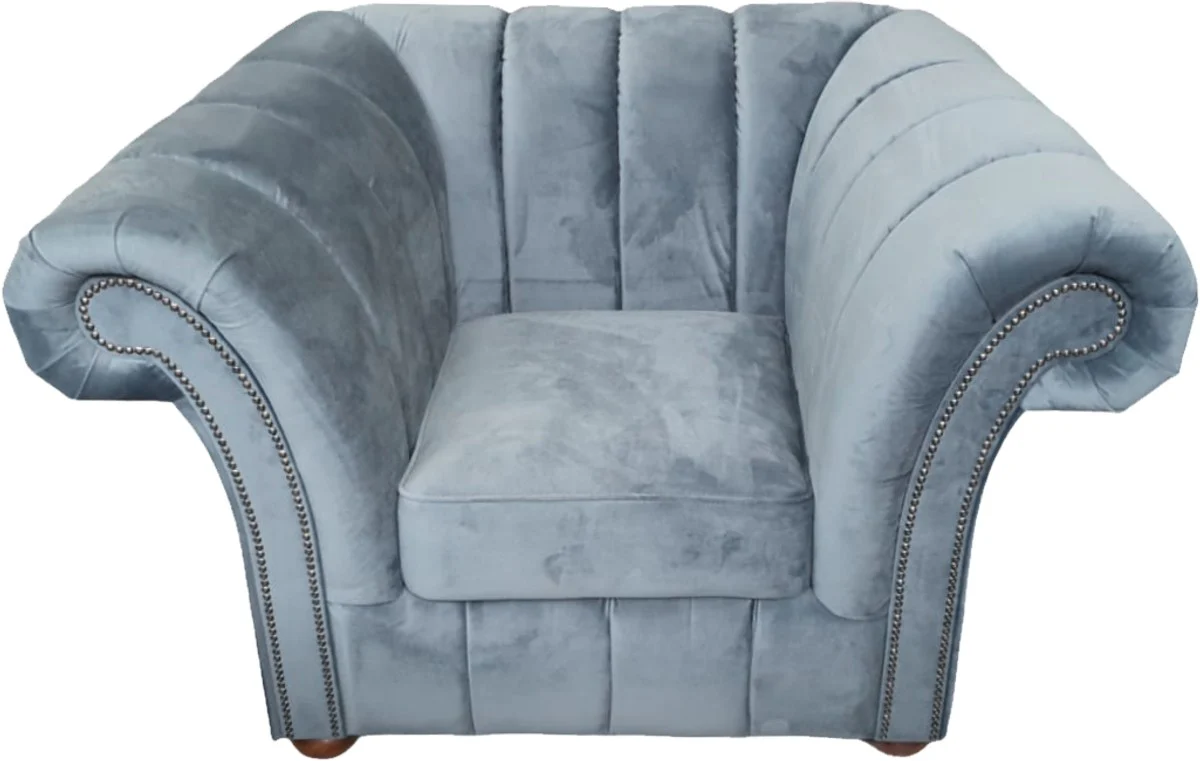 Luxus Sessel Hellgrau Chesterfield Möbel Grau
