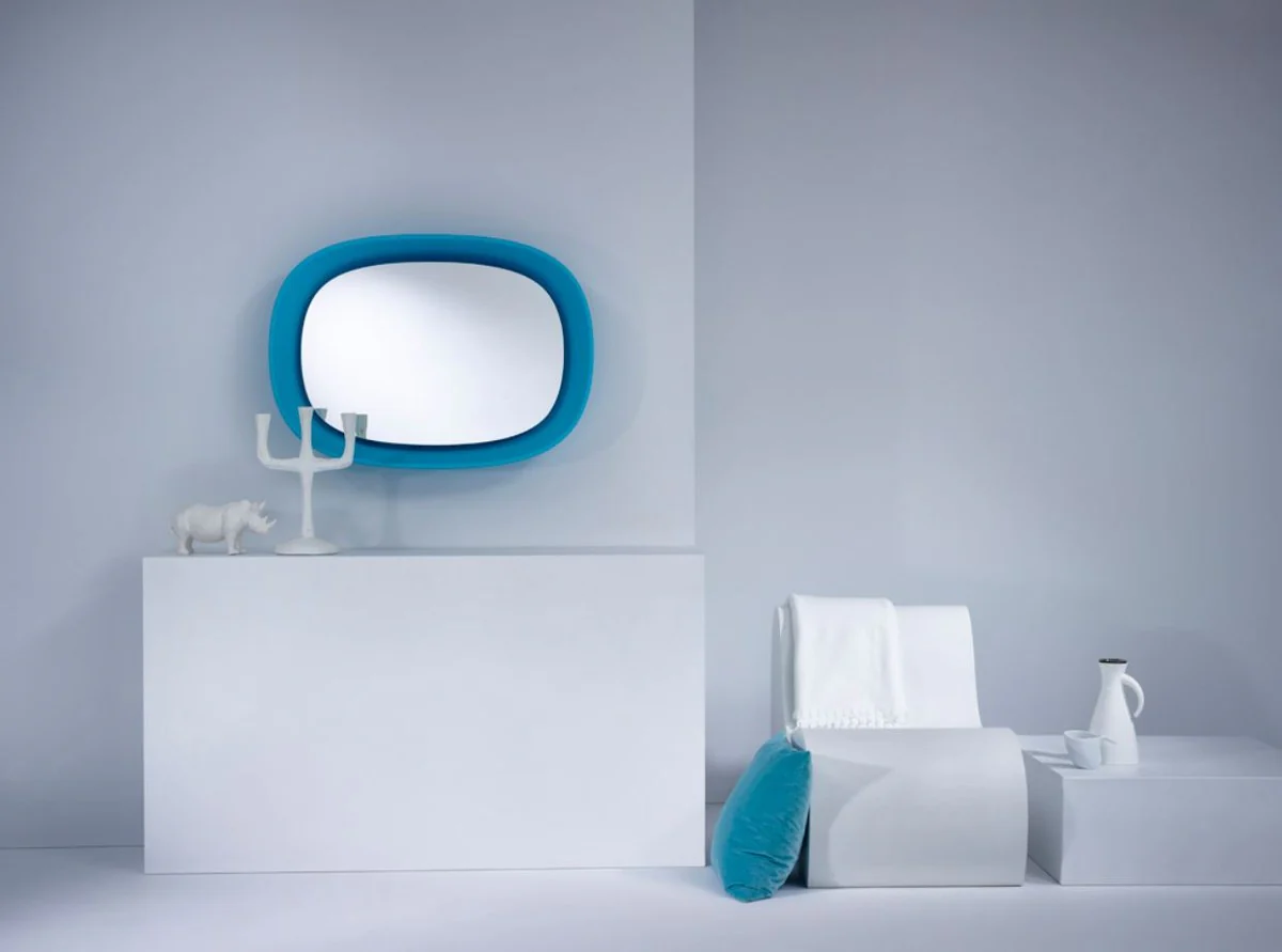 Luxus Designer Spiegel Blau 70 x H. 97 cm - Designer Wandspiegel mit Licht