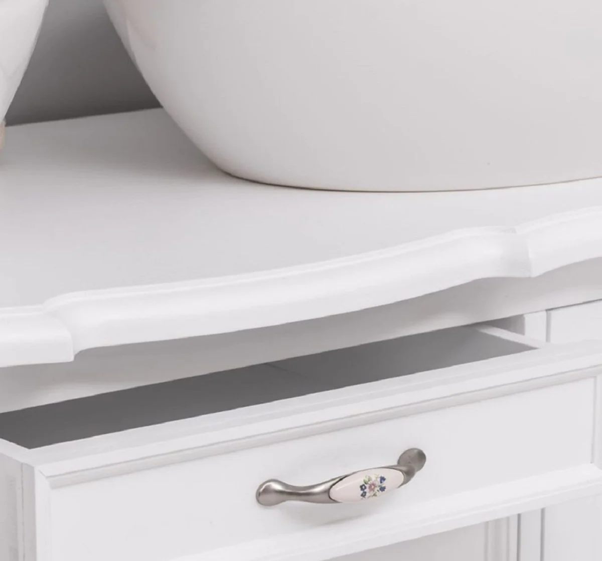 Landhausstil Massivholz Doppel Waschtisch Weiß 150 cm - Landhausstil Badezimmer Möbel