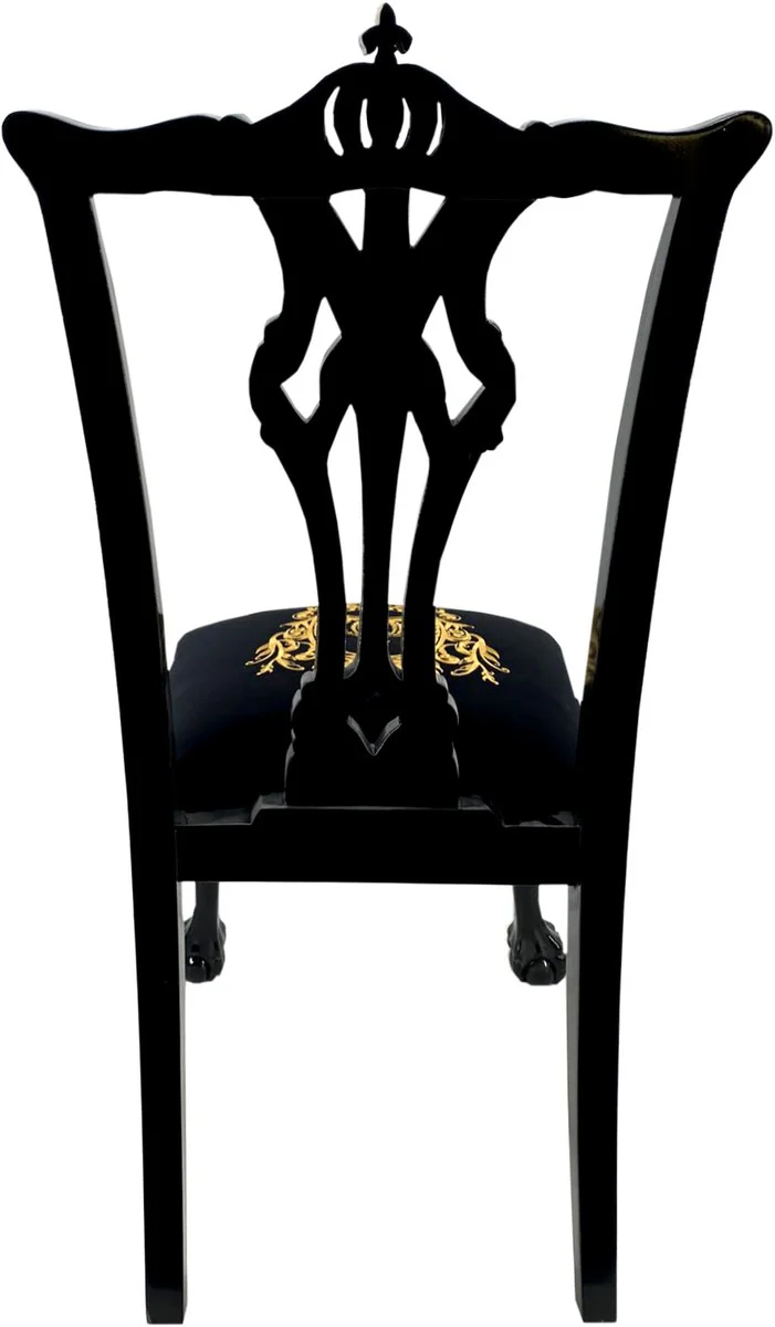 Pompöös by Luxus Barock Esszimmerstühle Schwarz / Gold - Pompööse Barock Stühle designed by Harald Glööckler - 4 Esszimmerstühle - Barock Esszimmer Möbel