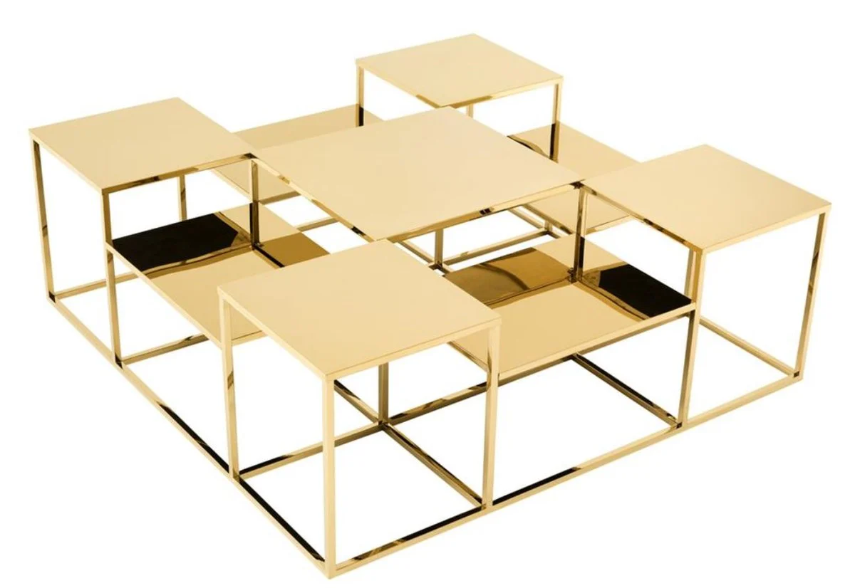 Luxus Couchtisch / Wohnzimmertisch Gold 120 x 120 x H. 42 cm - Designer Wohnzimmermöbel