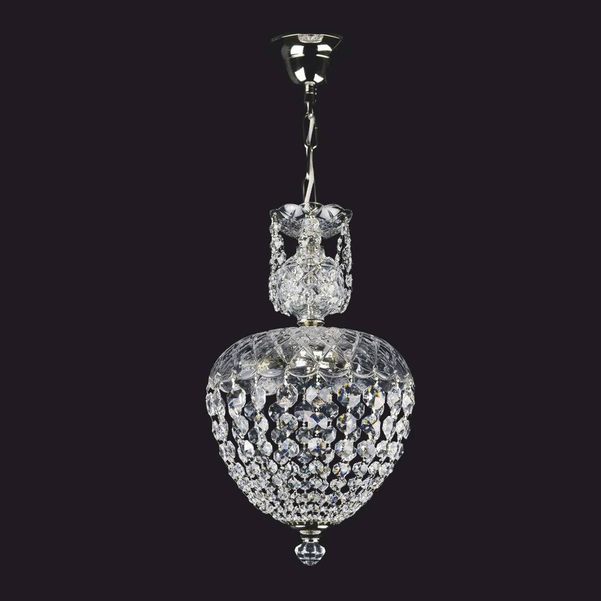Luxus Barock Kristall LED Hängeleuchte Silber Ø 25 x H. 41 cm - Barock Leuchten