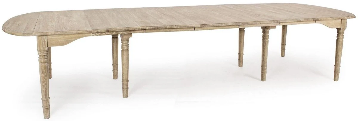 Luxus Massivholz Esstisch Naturfarben 152-382 x 120 x H. 78 cm - Ausziehbarer Massivholz Küchentisch - Esszimmer Möbel - Küchen Möbel - Massivholz Möbel - Luxus Möbel