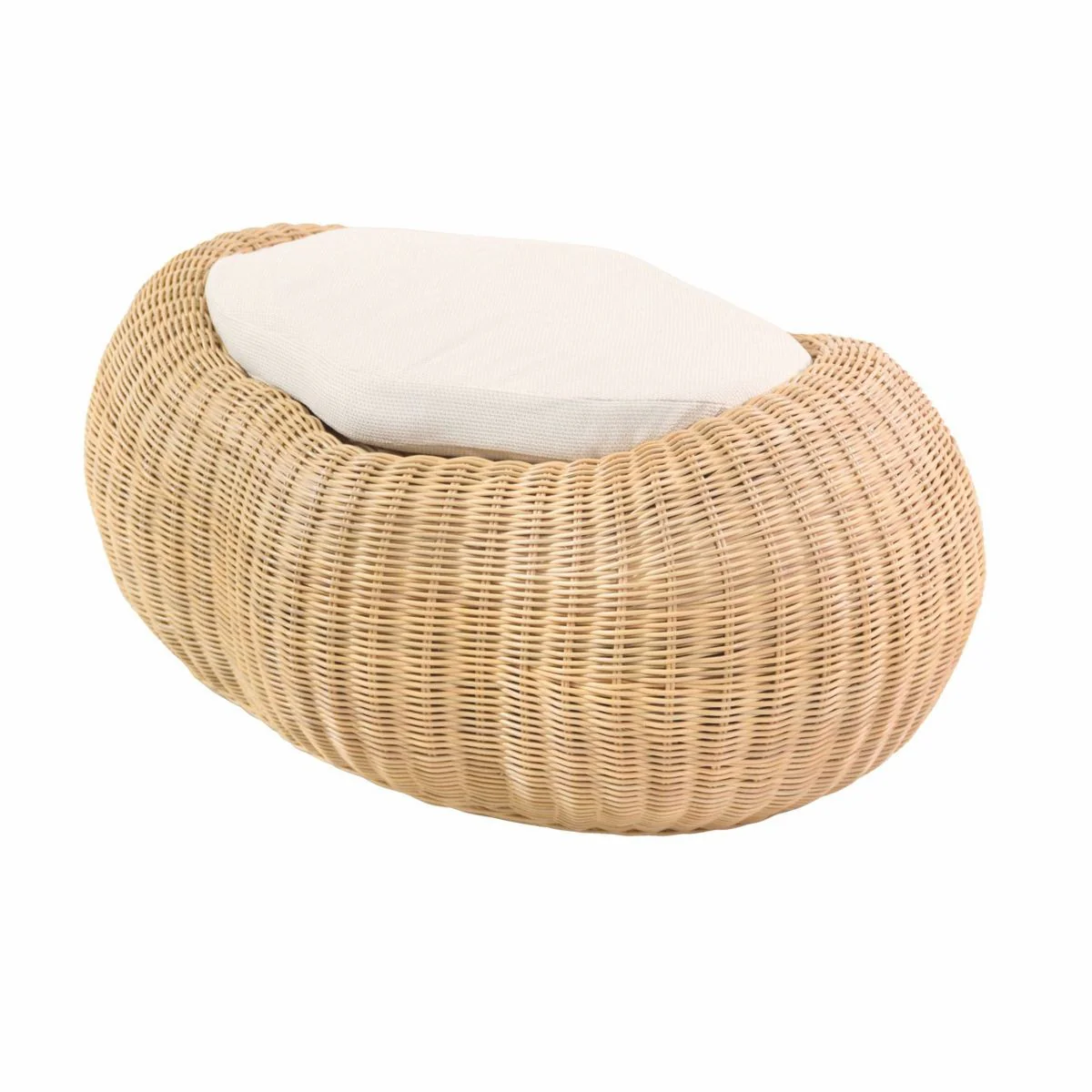 Luxus Hocker Naturfarben 86,5 cm - Rattan Fußhocker mit Kissen