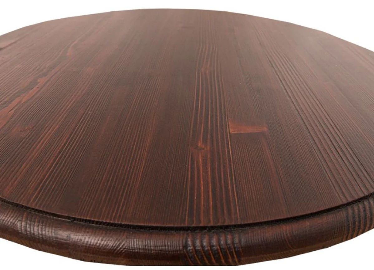 Landhausstil Stehtisch Schwarz / Dunkelbraun Ø 78 x H. 110 cm - Runder Bartisch im Landhausstil