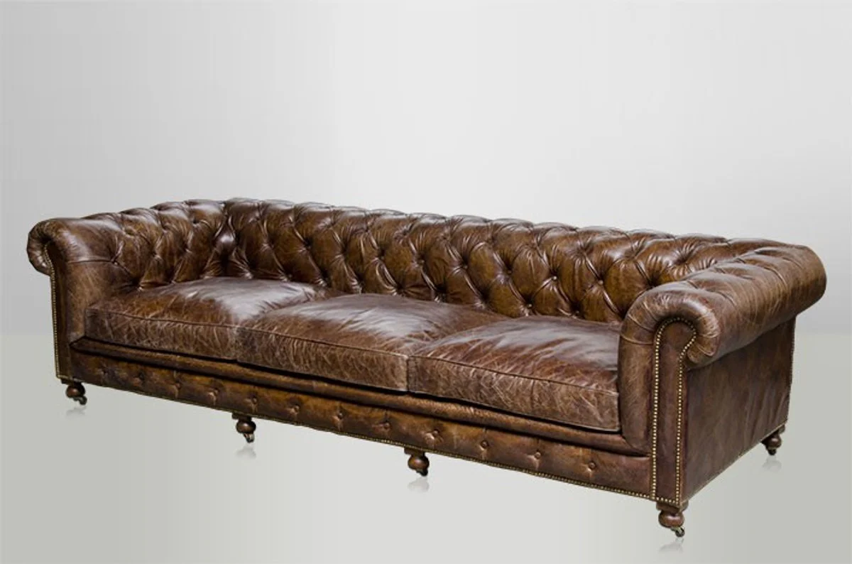 Chesterfield Luxus Echt Leder Sofa 4 Sitzer Vintage Leder von Cigar
