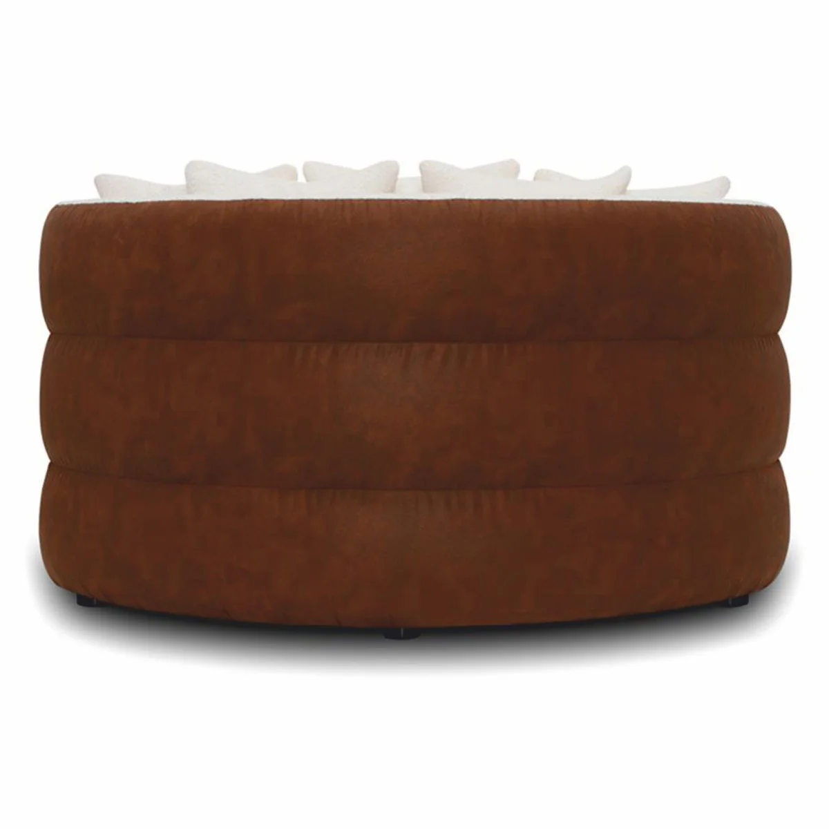 Luxus Sofa Weiß / Braun Ø 132 cm - Rundes Wohnzimmer Sofa