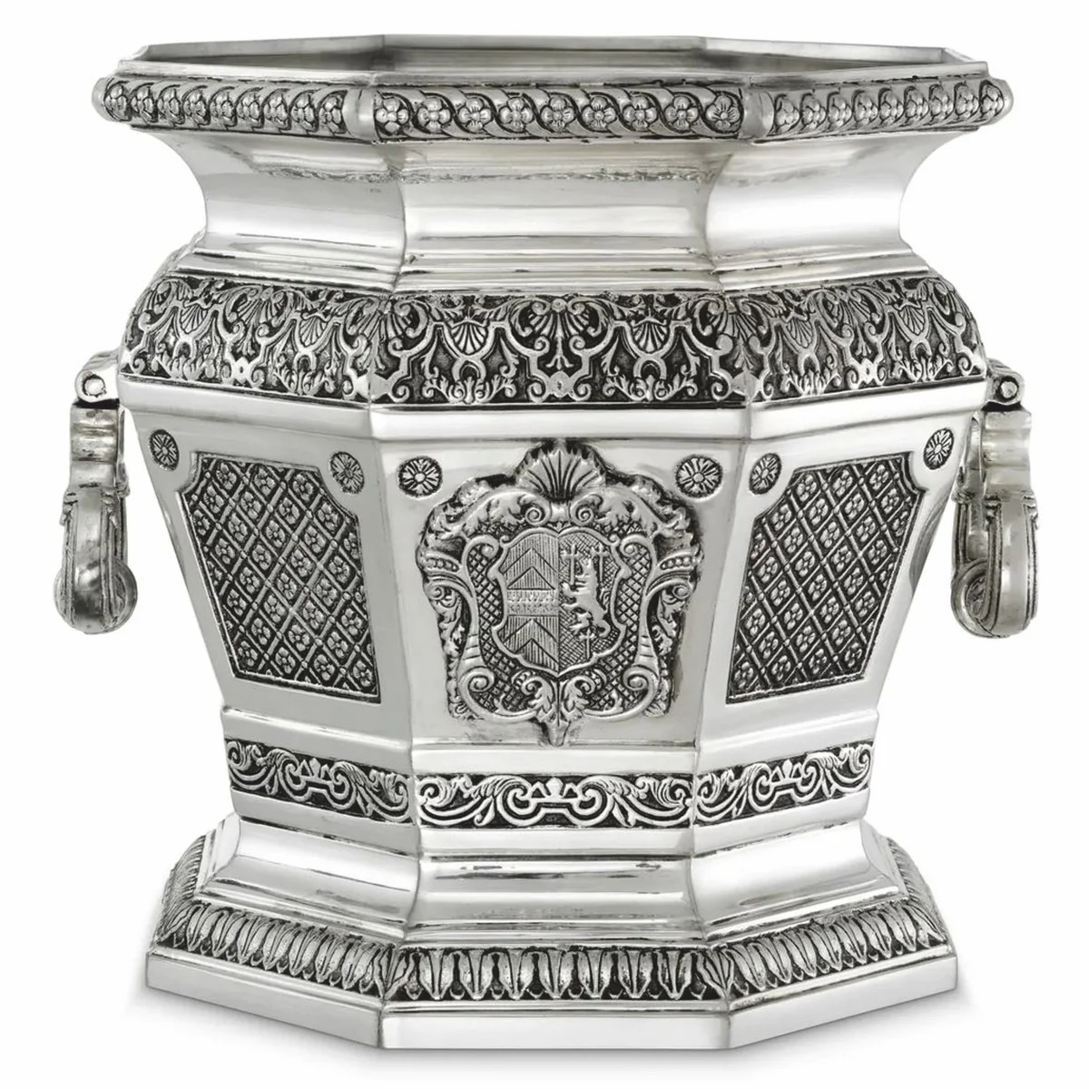 Luxus Barock Deko Weinkühler Antik Silber H. 30 cm - Hotel Deko