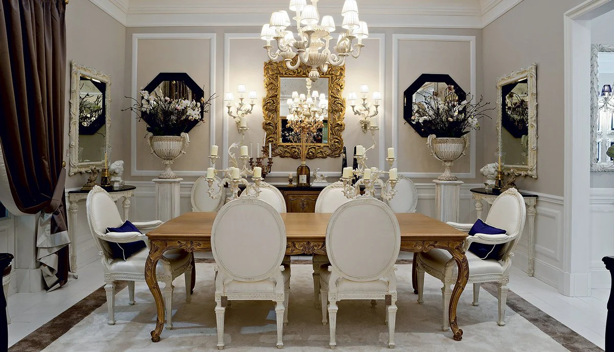 Luxus Barock Spiegel Antik Gold mit antikem Spiegelglas - Prunkvoller italienischer Barockstil Wandspiegel - Luxus Möbel im Barockstil - Handgefertigte Barock Möbel - Made in Italy