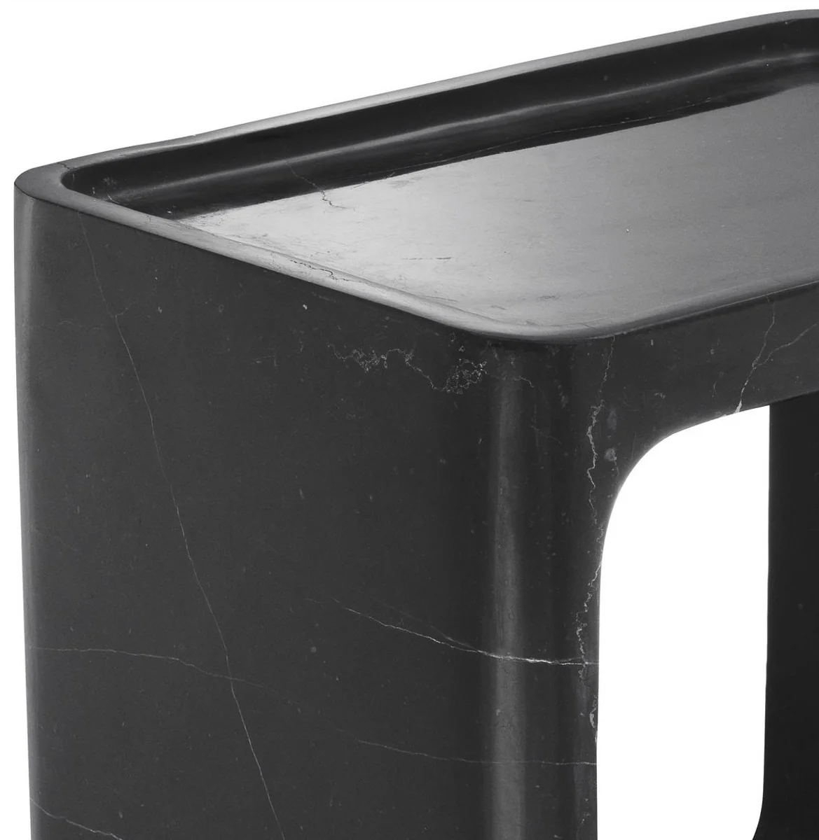 Luxus Marmor Beistelltisch Schwarz 42 x 30 x H. 40 cm - Wohnzimmermöbel - Luxus Möbel