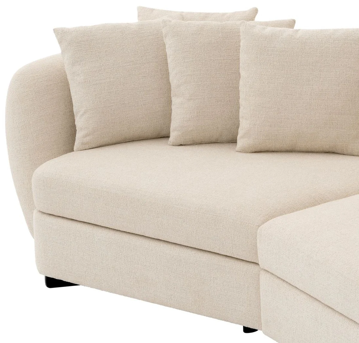 Luxus Sofa Beige / Schwarz 314 x 130 x H. 68 cm - Gebogenes Wohnzimmer Sofa - Hotel Sofa - Wohnzimmer Möbel - Hotel Möbel - Luxus Möbel - Luxus Einrichtung