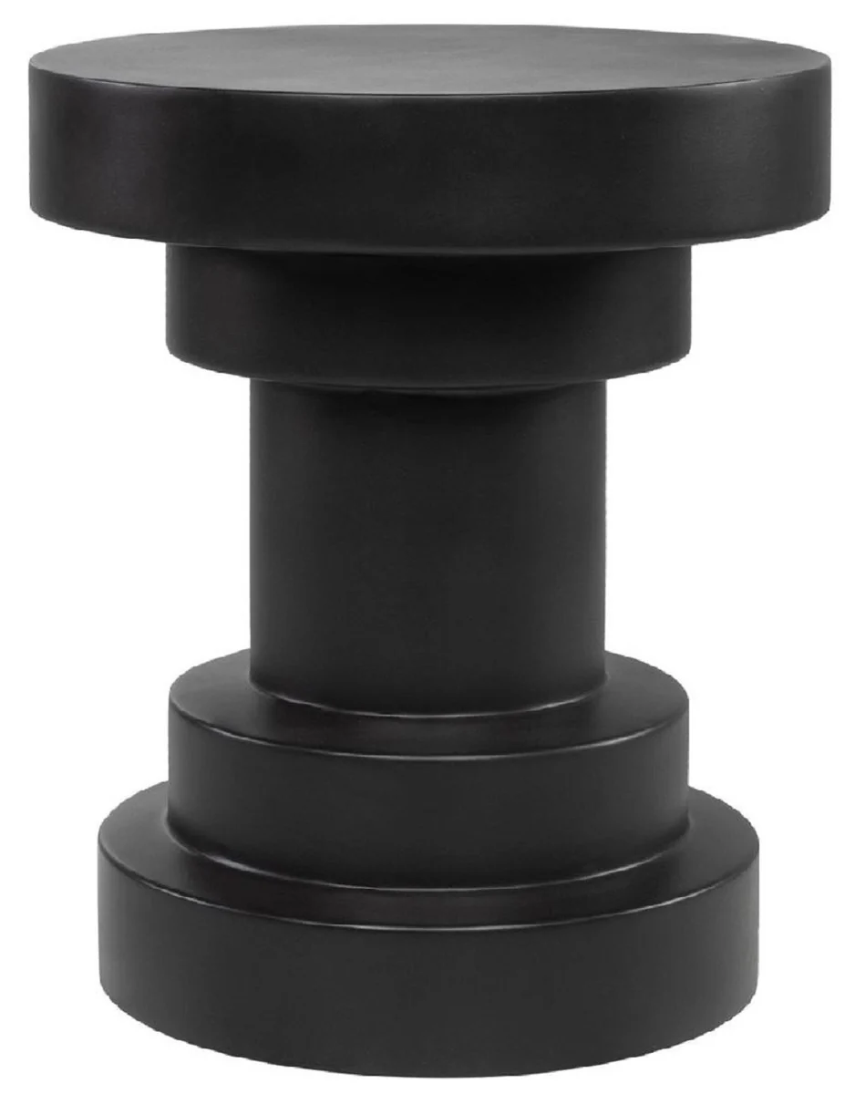 Luxus Beistelltisch / Hocker Schwarz Ø 38 x H. 45 cm - Runder Glasfaserverstärkter Tisch / Sitzhocker - Wohnzimmer Möbel - Luxus Möbel - Luxus Kollektion