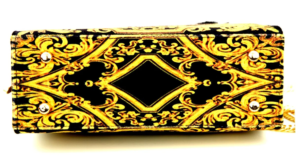 Pompöös by Luxus Damen Handtasche Krone und Strass Steine Schwarz / Gold 25 x H. 20 cm - designed by Harald Glööckler