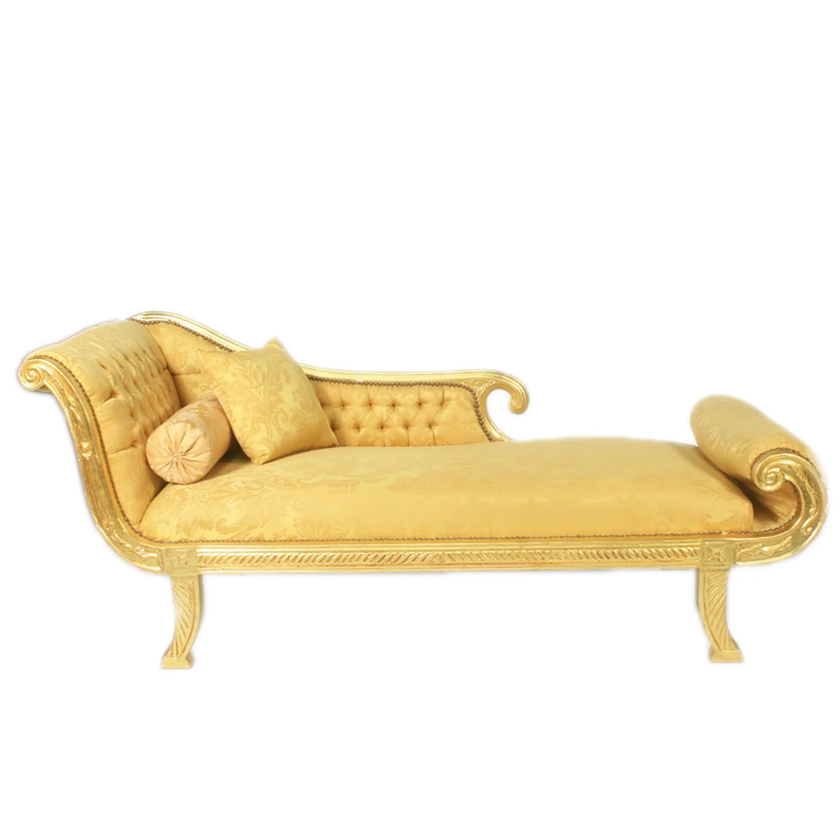 Barock Chaiselongue Modell XXL Gold Muster / Gold Linke Seite - Antik Stil - Recamiere Wohnzimmer Möbel
