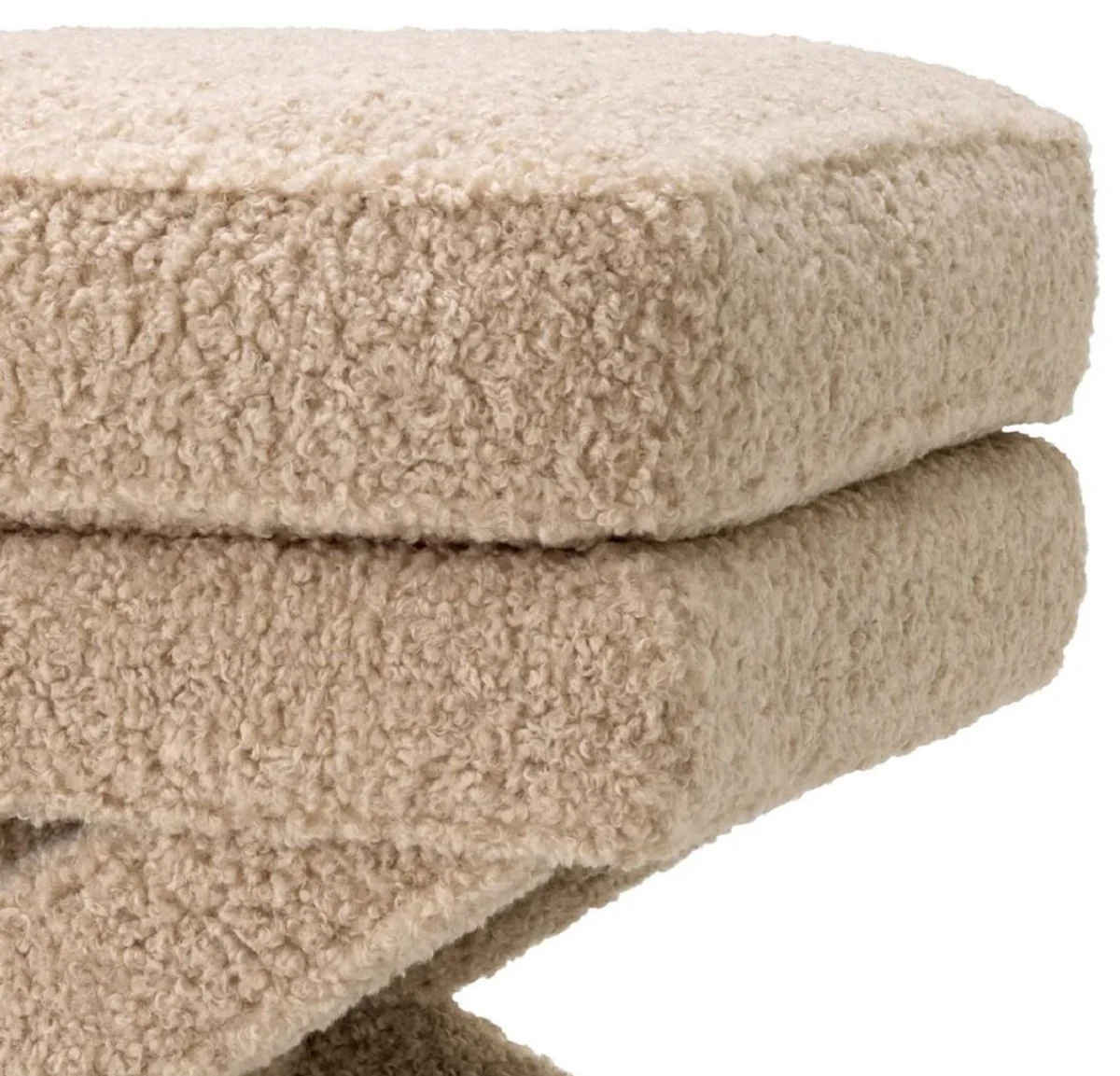 Luxus Hocker Sandfarben - Rechteckiger Sitzhocker - Kreuzhocker - Luxus Möbel