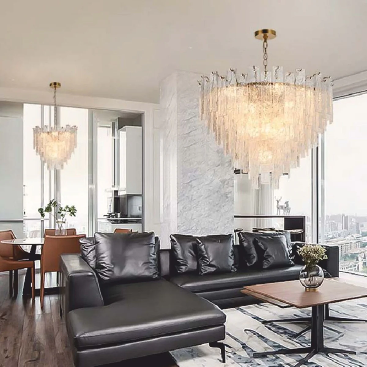 Luxus Glas Kronleuchter Messing Ø 52 cm - Hotel & Wohnzimmer Kronleuchter