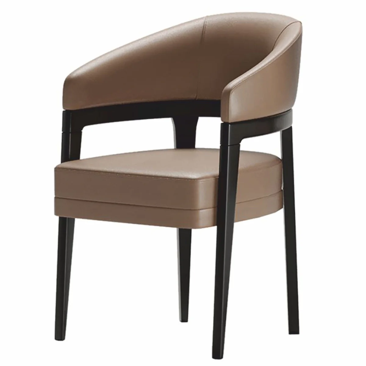 Luxus Esszimmer Stuhl 6er Set mit Armlehnen Braun / Schwarz - Hotel & Esszimmer Möbel