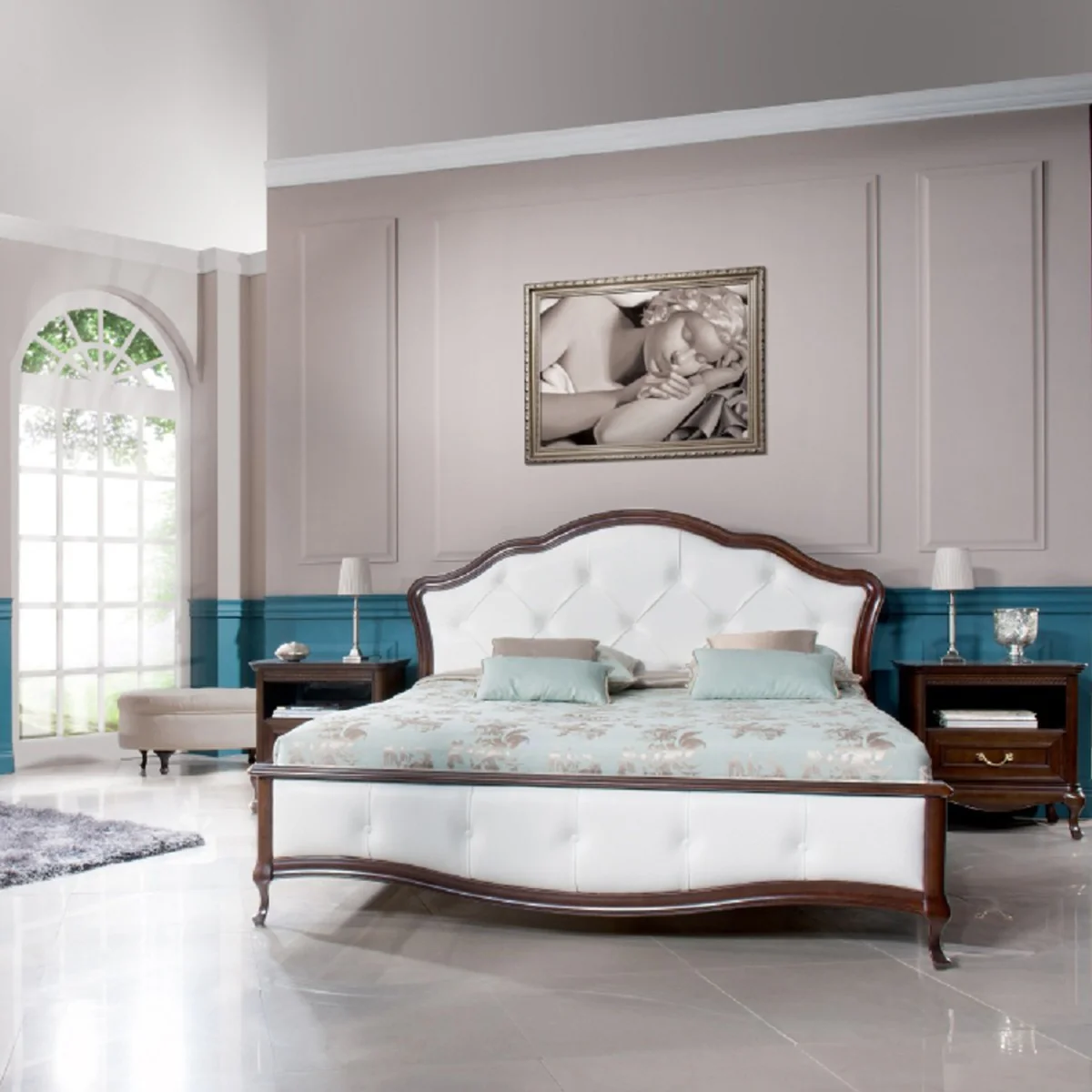 Luxus Jugendstil Nachtkommode Dunkelbraun 60 x 45,6 x H. 60,8 cm - Eleganter Massivholz Nachttisch mit Schublade - Barock & Jugendstil Schlafzimmer Möbel