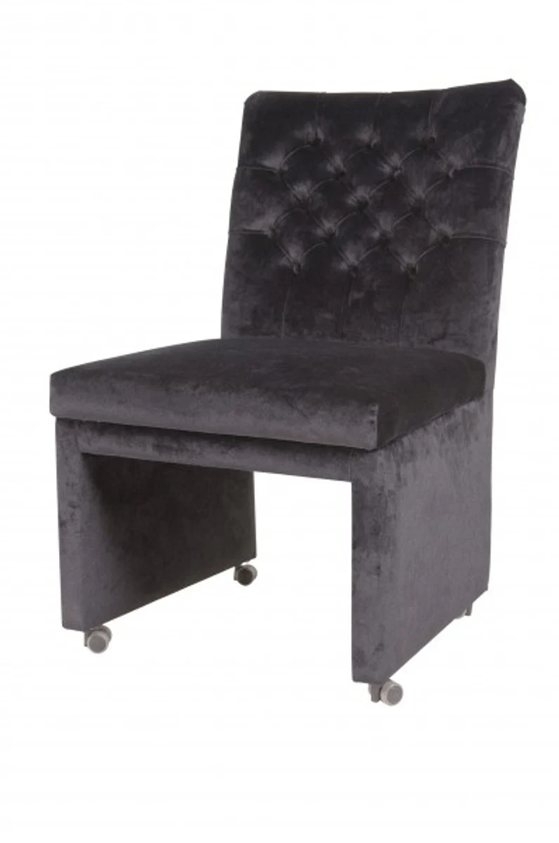 Designer Esszimmer Stuhl / Sessel ModEF 320 Schwarz Samt - Hoteleinrichtung - Sessel auf Rollen