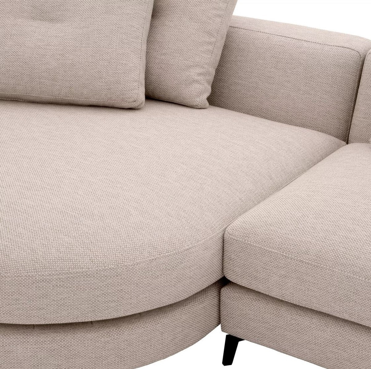 Luxus Ecksofa Linke Seite Sandfarben / Schwarz 310 x 150 x H. 65 cm - Wohnzimmer Sofa mit Kissen - Wohnzimmer Möbel - Wohnzimmer Einrichtung - Luxus Möbel - Luxus Einrichtung