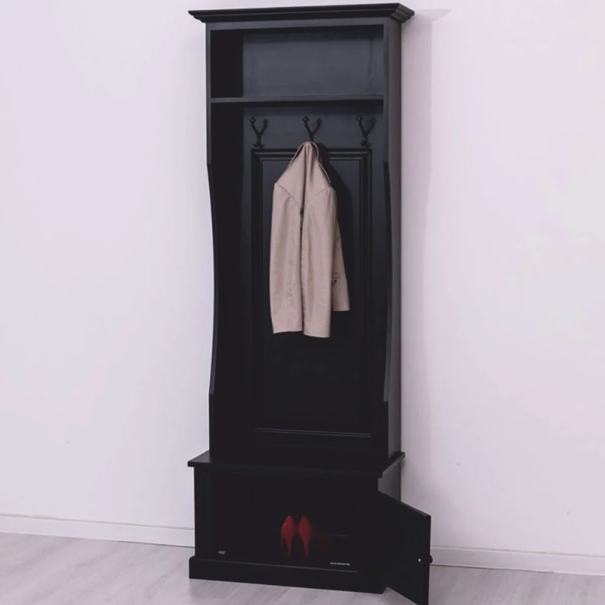 Landhausstil Garderobe Schwarz 80 x H. 210 cm - Garderoben Möbel