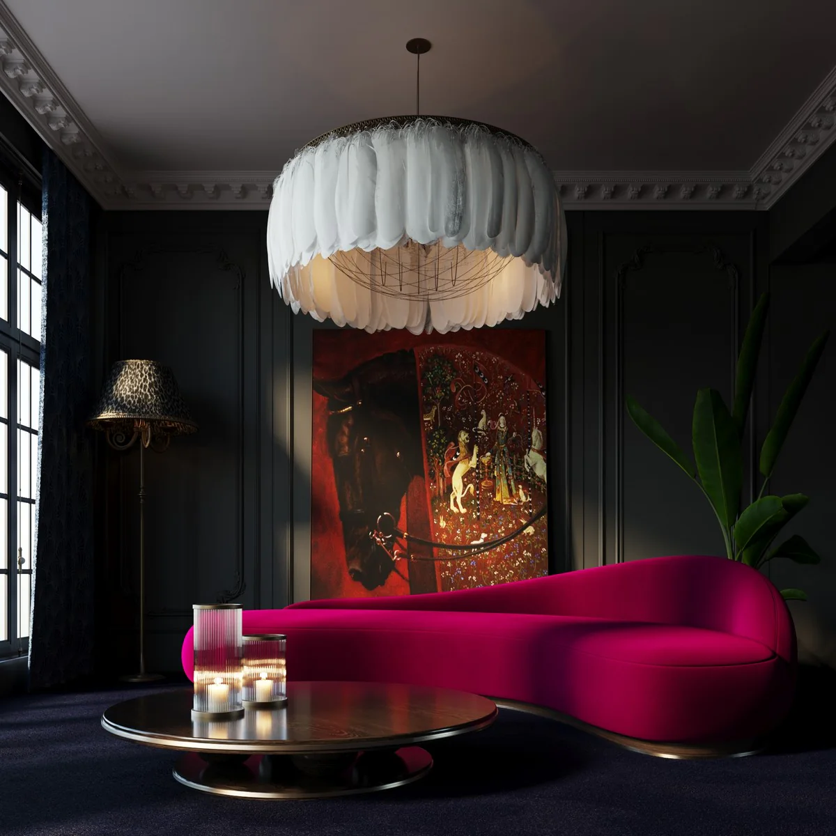 Luxus Samt Sofa Rechte Seite Pink / Braun / Silber 280 cm - Wohnzimmer & Hotel Möbel