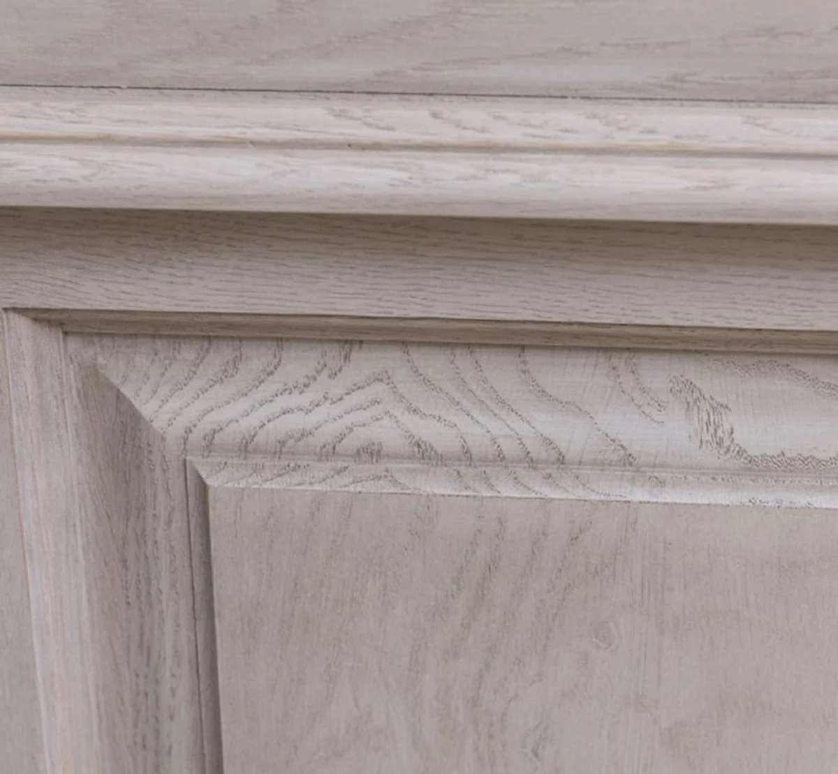 Landhausstil Badezimmer Set Grau - 1 Doppelwaschtisch & 2 Waschbecken & 2 Wasserhähne & 1 Wandspiegel - Massivholz Badezimmermöbel im Landhausstil