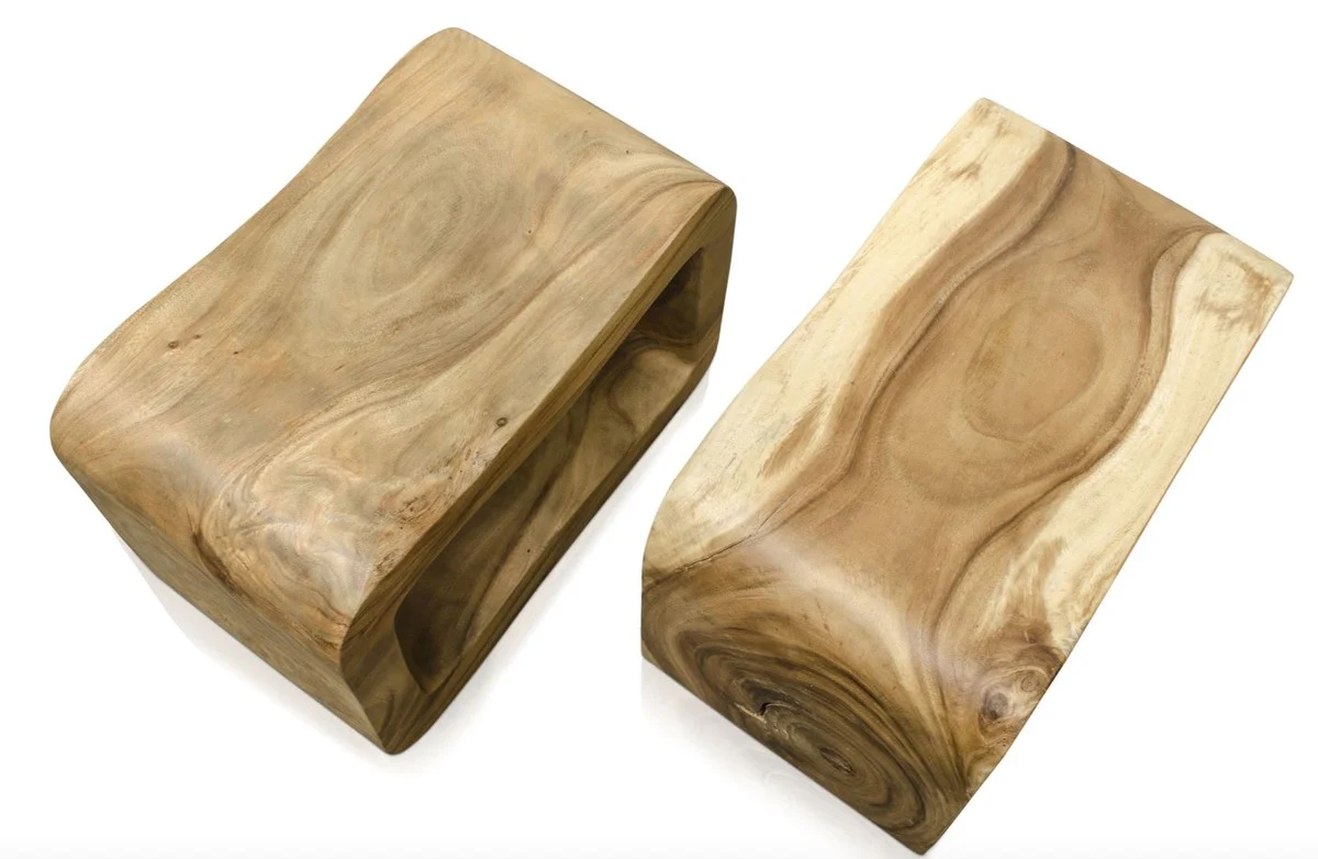 Luxus Wohnzimmer Beistelltisch Naturfarben 60 x 30 x H. 40 cm - Designer Wohnzimmermöbel