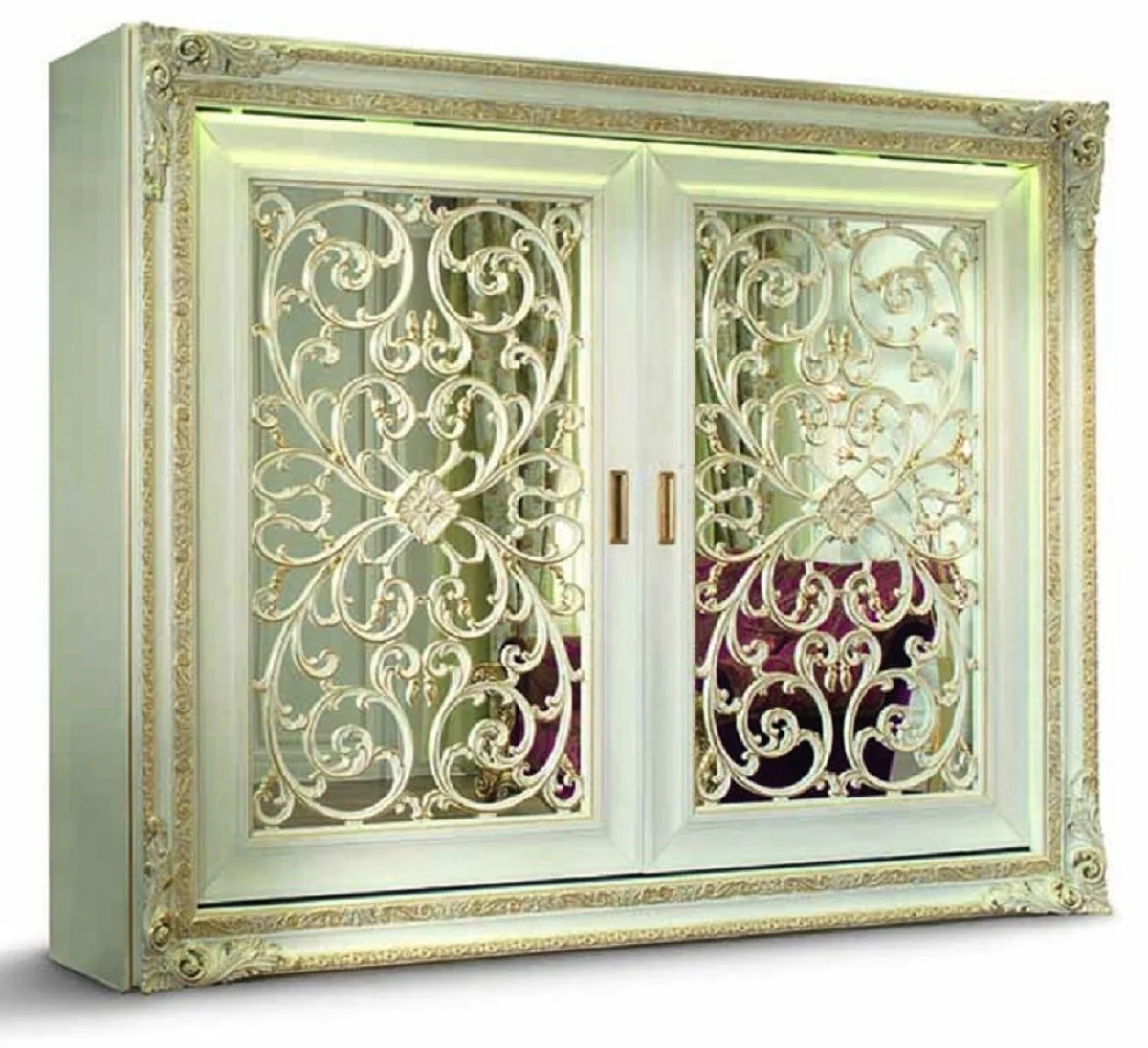 Luxus Barock Schlafzimmerschrank Weiß / Gold - Made in Italy