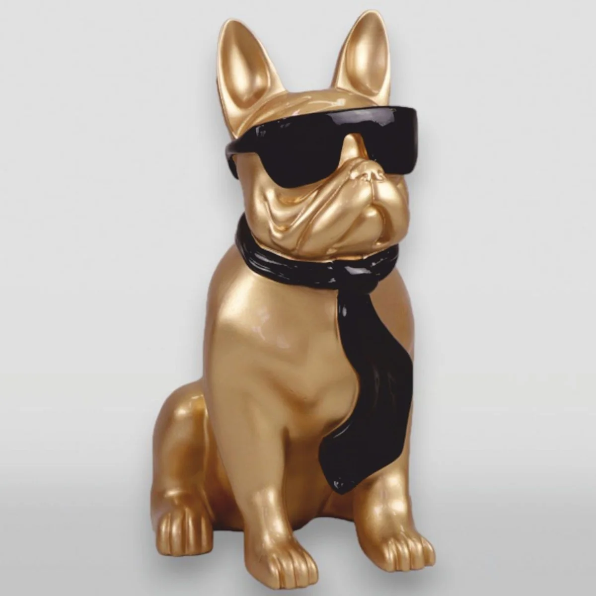 XXL Deko Skulptur Bulldogge Gold / Schwarz H. 120 cm - Garten Figur