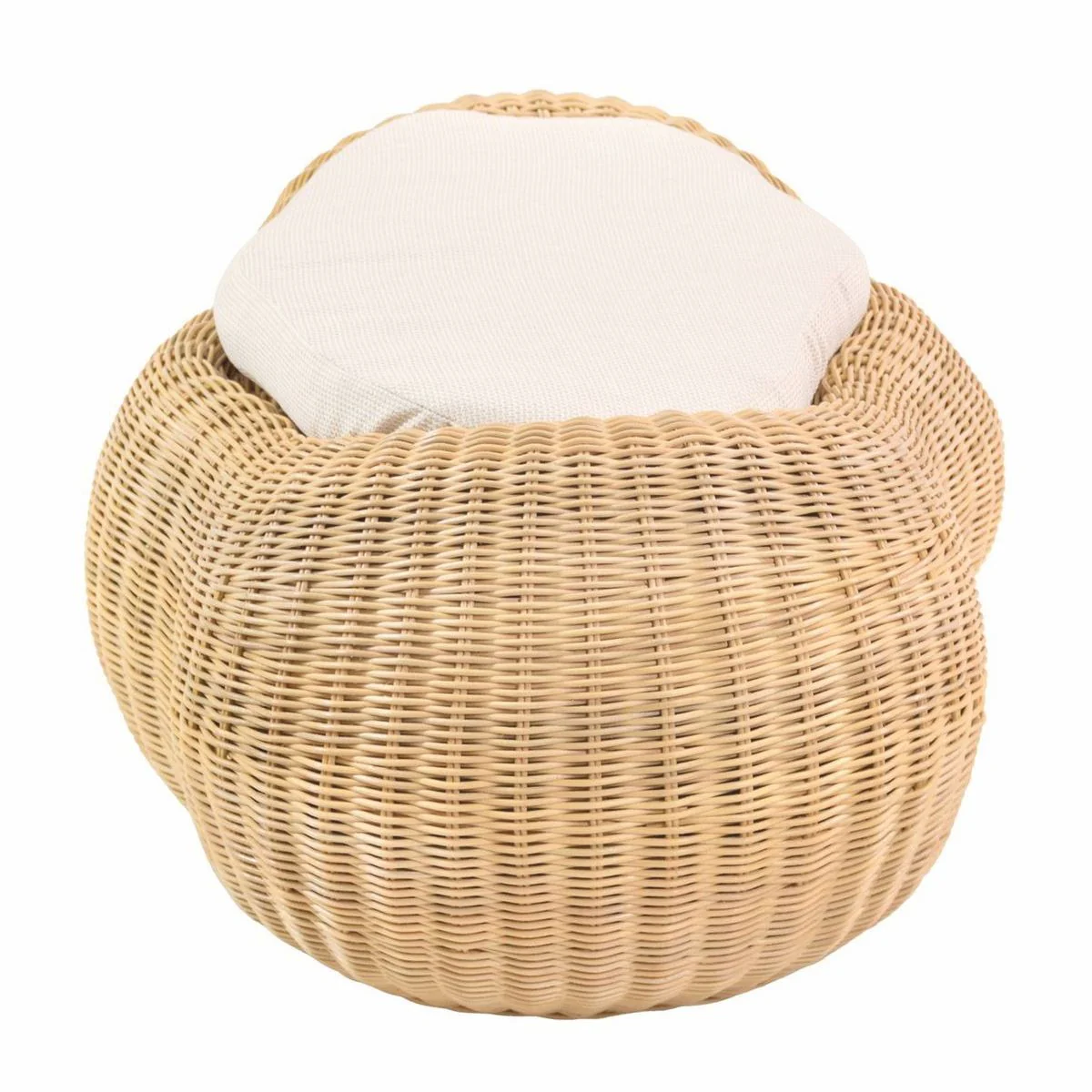 Luxus Hocker Naturfarben 86,5 cm - Rattan Fußhocker mit Kissen
