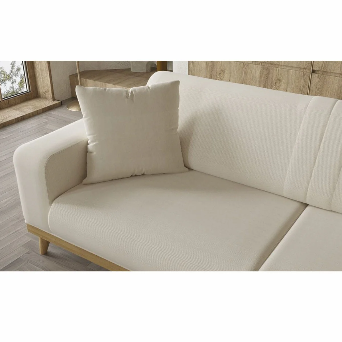 Luxus 3er Sofa mit verstellbaren Rückenlehnen Creme / Naturfarben 224 cm - Luxus Interior