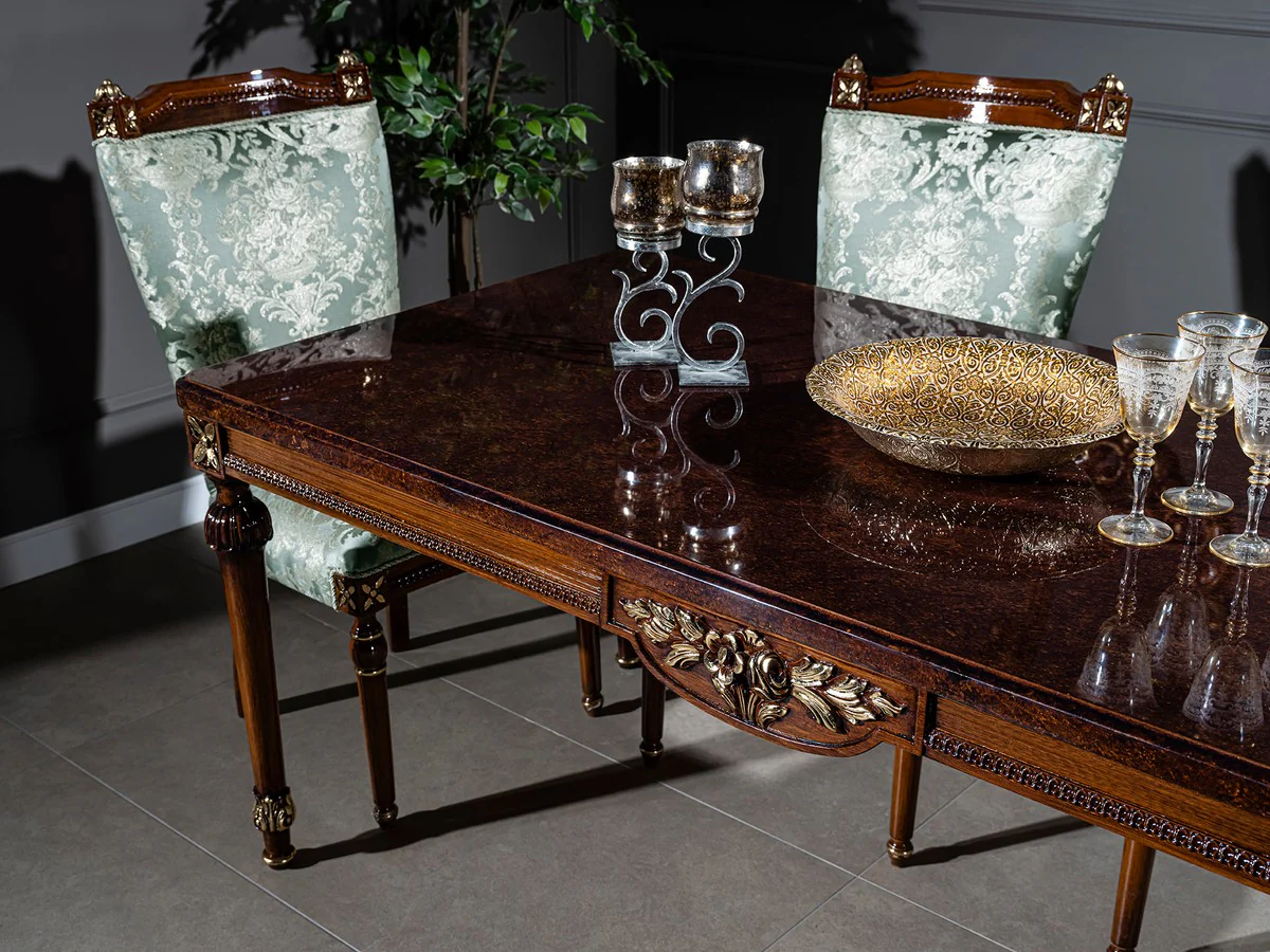 Luxus Barock Esszimmer Stuhl Set Mintgrün / Braun 53 x 55 x H. 109 cm - Edles Küchen Stühle 6er Set - Barock Esszimmer Möbel