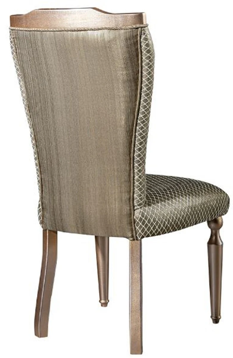 Luxus Barock Esszimmerstuhl Grün / Silber / Kupfer / Gold - Handgefertigter Massivholz Küchenstuhl - Esszimmer Möbel im Barockstil