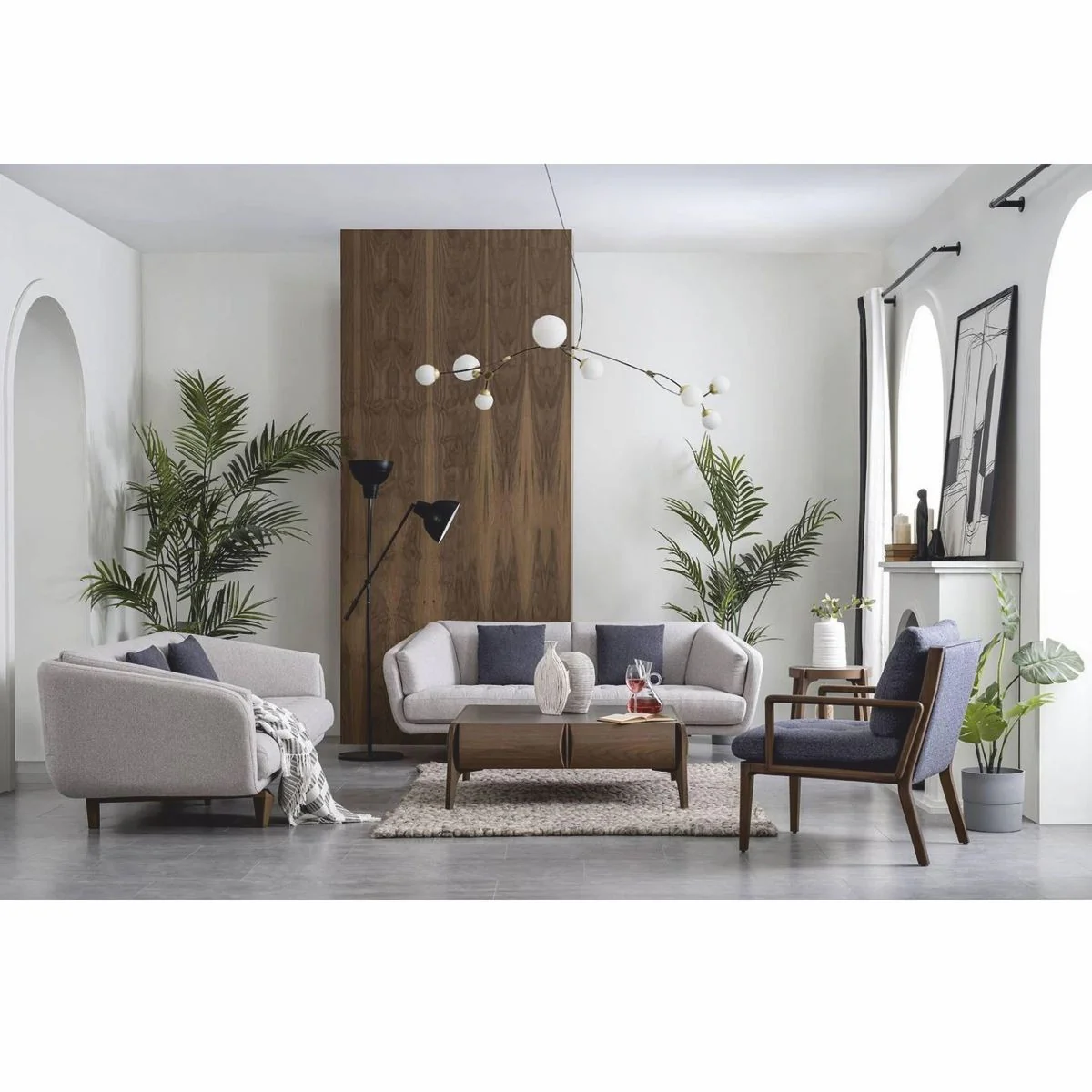 Luxus 3er Sofa Grau / Braun 240 cm - Wohnzimmer & Hotel Möbel