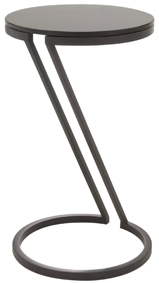 Luxus Beistelltisch Rotguss / Grau Ø 36 x H. 60 cm - Edelstahl Tisch mit Glasplatte - Wohnzimmer Möbel - Luxus Möbel - Luxus Einrichtung - Luxus Interior