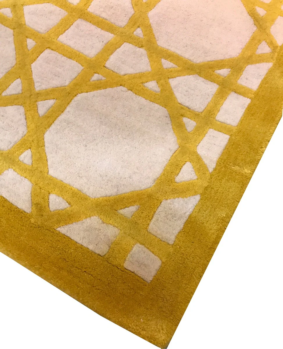 Luxus Teppich aus Neuseeland Wolle Gelb / Creme 170 x 240 cm - Handgetufteter Wohnzimmerteppich