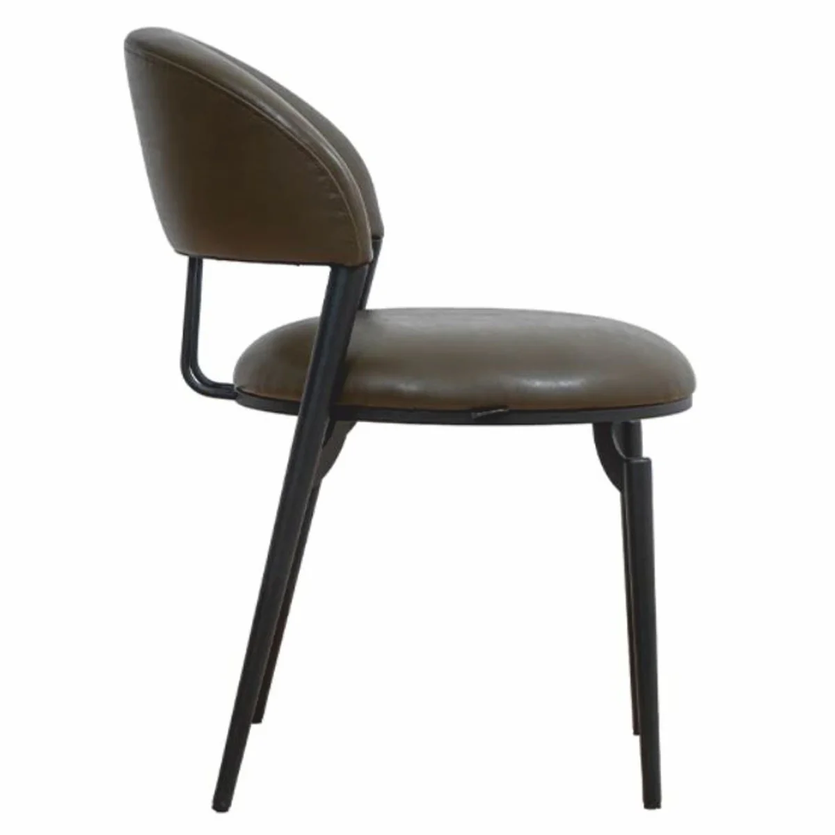 Luxus Kunstleder Esszimmer Stuhl Dunkelgrau / Schwarz - Esszimmer Möbel