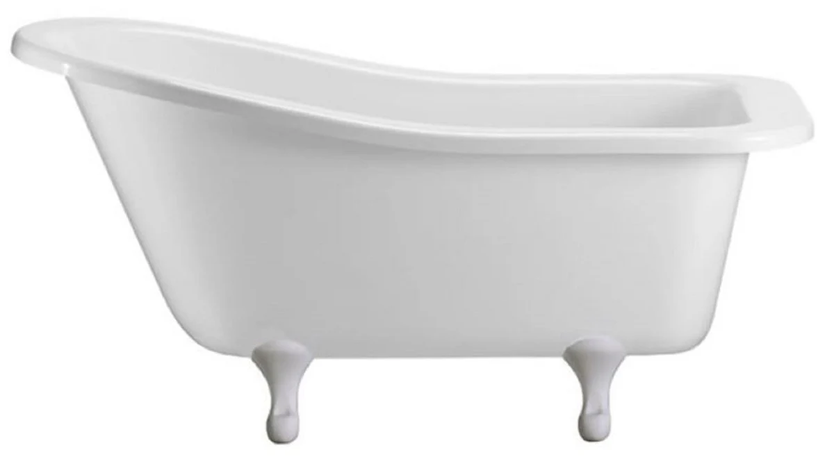 Luxus Jugendstil Badewanne Weiß / Weiß 150 x 75 x H. 78 cm - Freistehende Retro Acryl Badewanne - Retro Badezimmer Möbel