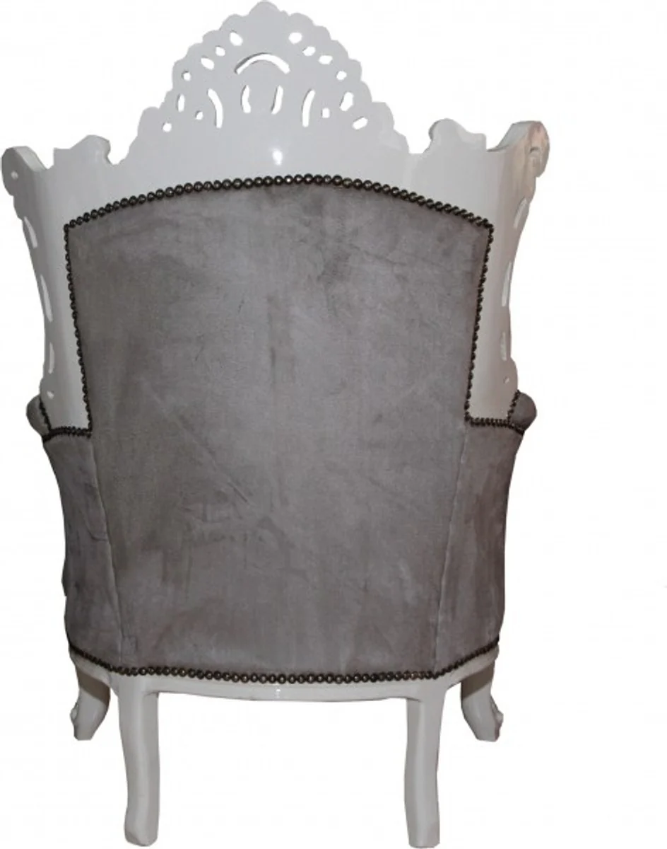 Barock Sessel Al Capone Grau / Weiss - Antik Stil