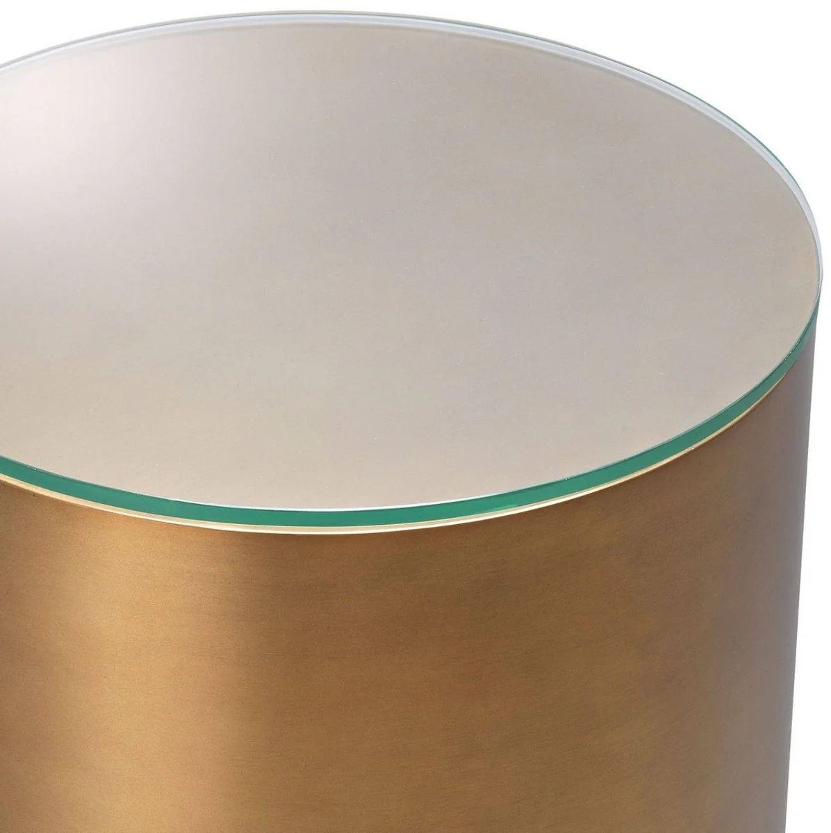 Luxus Beistelltisch Antik Messingfarben Ø 40 x H. 56,5 cm - Runder Stahl Tisch mit Glasplatte - Wohnzimmer Möbel - Luxus Möbel