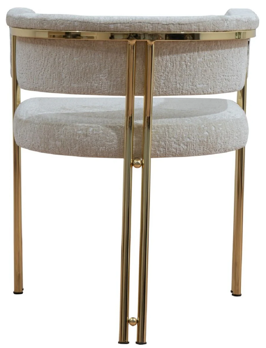 Luxus Esszimmer Stuhl 6er Set mit Armlehnen Grau / Gold H. 74 cm