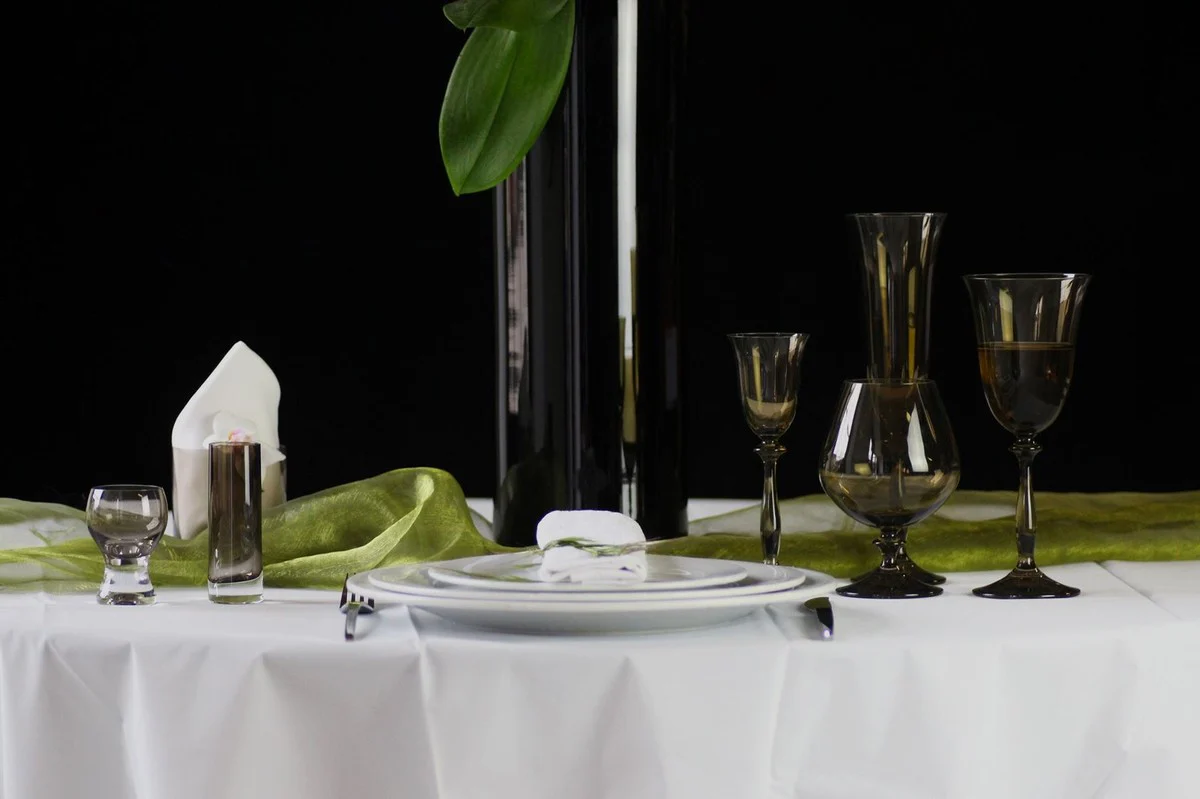 Luxus Barock Weißweinglas 6er Set Bernsteinfarben Ø 8,5 x H. 21 cm - Handgefertigte Weingläser - Hotel & Restaurant Accessoires - Luxus Qualität