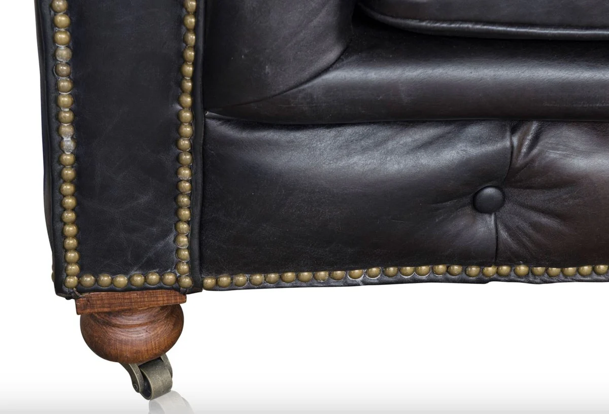 Luxus 6er Sofa Schwarz 410 x 120 x H. 77 cm - Chesterfield Möbel